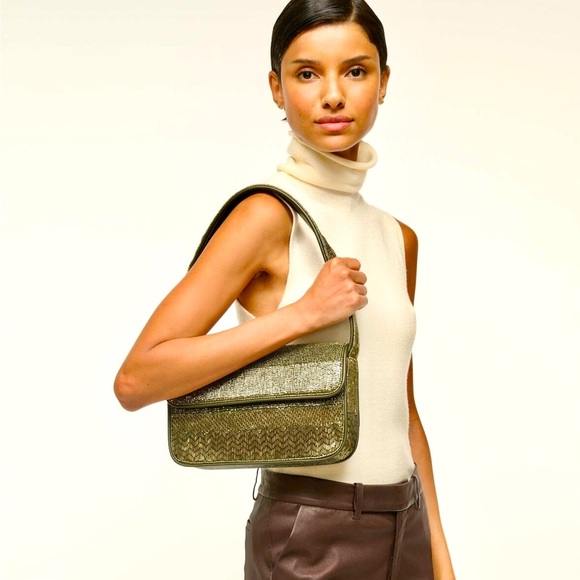 🌺🎉HP🎉🌺 NWT Staud Beaded Tommy Shoulder Bag Avocado - Picture 10 of 16